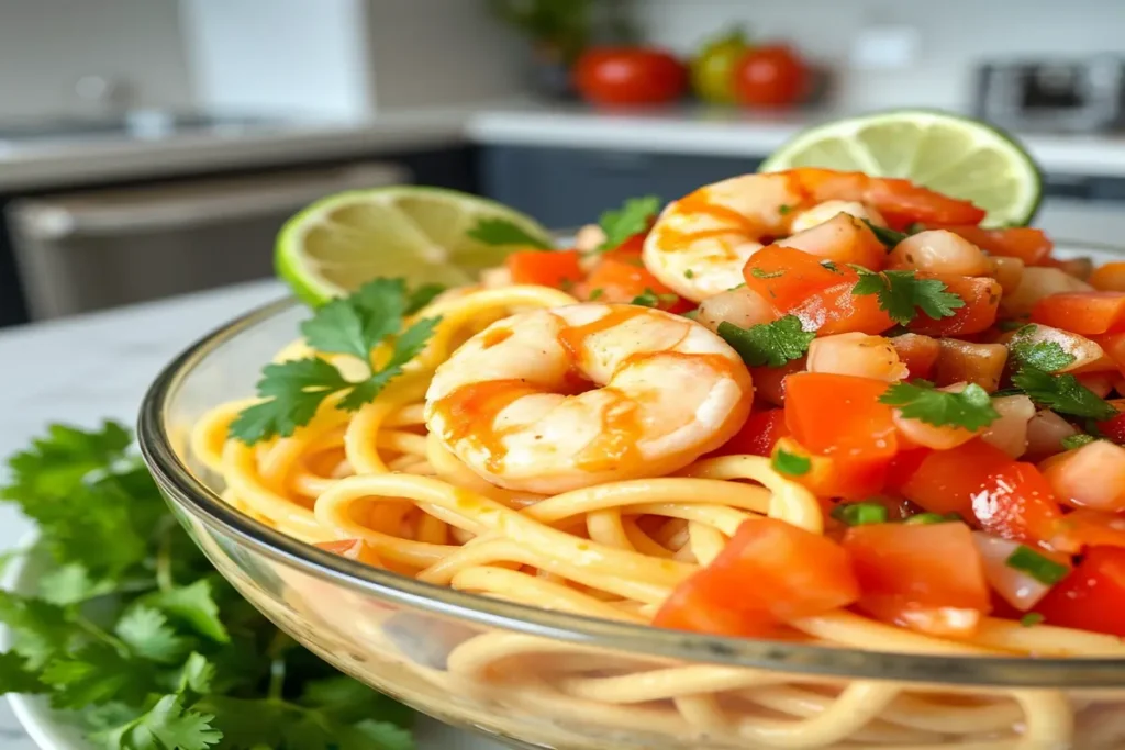 creamy shrimp and pasta recipes with pico de gallo recipe