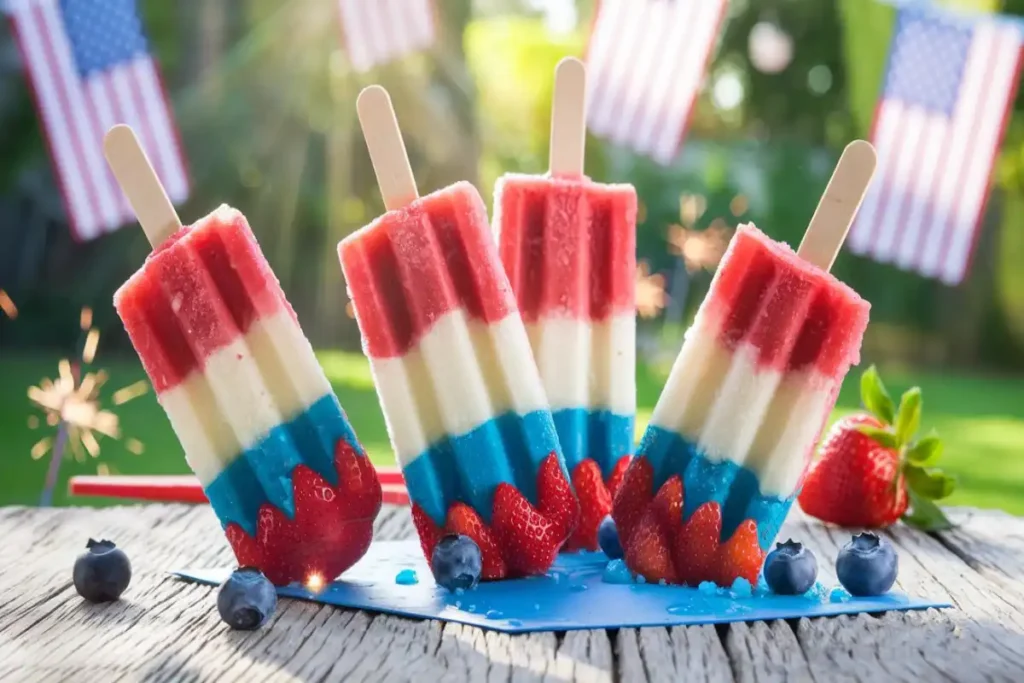 Red White Blue Ice Pop with red, white, and blue layers